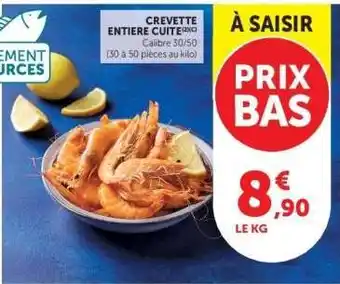 Hyper U CREVETTE ENTIERE CUITE offre