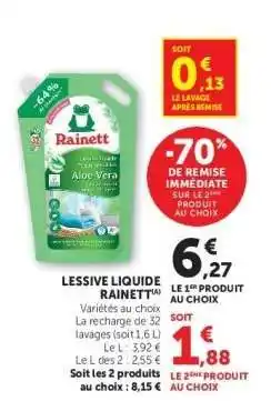 Hyper U Lessive liquide Rainett offre