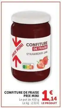 Super U Confiture de Fraise Prix Mini offre