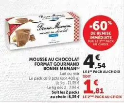 Super U Mousse au chocolat format gourmand Bonne Maman offre