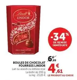Super U BOULES DE CHOCOLAT FOURRÉES LINDOR offre