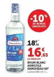 Super U Rhum Blanc Agricole Damoiseau 50° offre