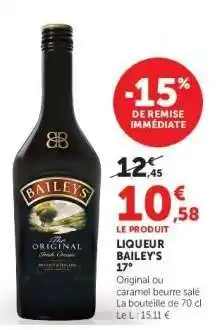 Super U Liqueur Bailey's 17° offre