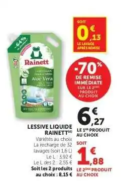 Super U Lessive liquide Rainett offre