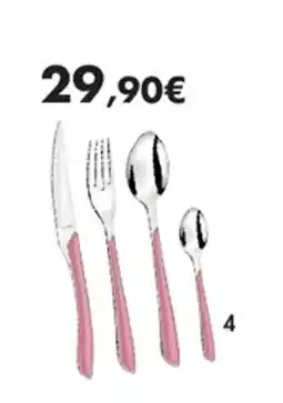 E.Leclerc Ménagère 24 pièces Éclat pastel rose 4 en inox offre