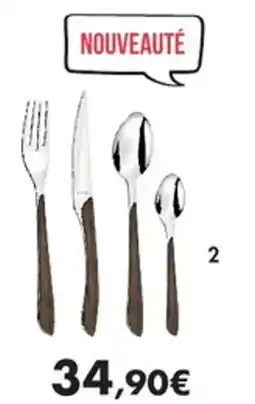 E.Leclerc Ménagère 24 pièces eclat nature bois foncé en inox offre
