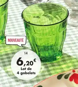 E.Leclerc Lot de 4 gobelets picardie vert en verre offre
