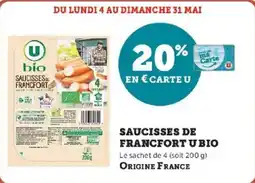 Hyper U Saucisses de francfort u bio offre