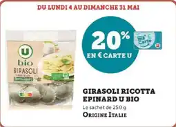 Hyper U Girasoli ricotta epinard u bio offre