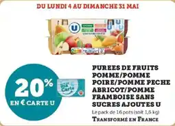 Hyper U Purees de fruits pomme pomme poire pomme peche abricot pomme framboise sans sucres ajoutes u offre