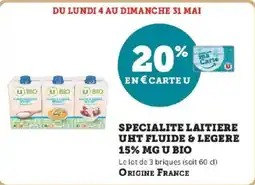 Hyper U Specialite laitiere uht fluide & legere 15% mg u bio offre