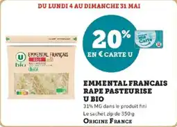 Hyper U Emmental francais rape pasteurise u bio offre