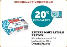 Hyper U Beurre doux paysan breton offre