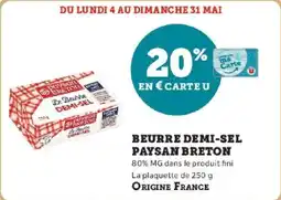 Hyper U Beurre demi-sel paysan breton offre