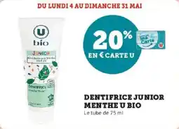 Hyper U Dentifrice junior menthe u bio offre
