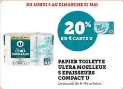 Hyper U Papier toilette ultra moelleux 5 epaisseurs compact u offre