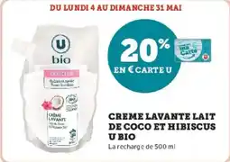 Hyper U Creme lavante lait de coco et hibiscus u bio offre