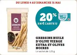 Hyper U Gressins huile d'olive vierge extra et olives noires offre