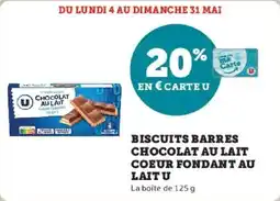 Hyper U Biscuits barres chocolat au lait coeur fondant au lait u offre