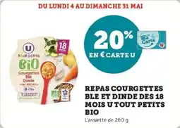 Hyper U Repas courgettes ble et dinde des 18 mois utout petits bio offre
