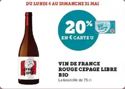 Hyper U Vin de france rouge cepage libre bio offre