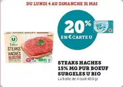 Hyper U Steaks haches 15% mg pur boeuf surgeles u bio offre