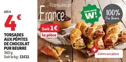 Auchan Supermarché Torsades aux pépites de chocolat pur beurre offre