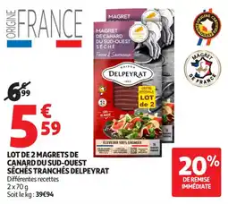 Auchan Supermarché Lot de 2 magrets de canard du sud-ouest séchés tranchés delpeyrat offre