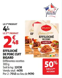 Auchan Supermarché Effiloché de porc cuit bigard offre