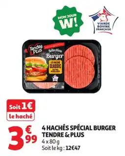 Auchan Supermarché 4 hachés spécial burger tendre & plus offre