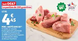 Auchan Supermarché Porc sauté sans os offre