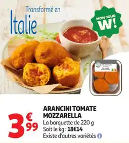 Auchan Supermarché Arancini tomate mozzarella offre