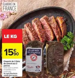 Carrefour Market Chapelet de 2 filets de canard aux 3 poivres offre