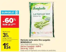 Carrefour Market Haricots verts extra fins surgelés bonduelle offre