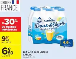 Carrefour Market Lait u.h.t sans lactose candia offre