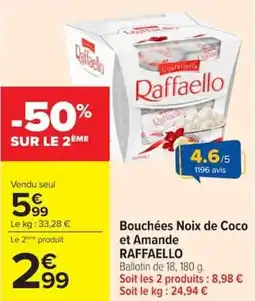 Carrefour Market Bouchées noix de coco et amande raffaello offre