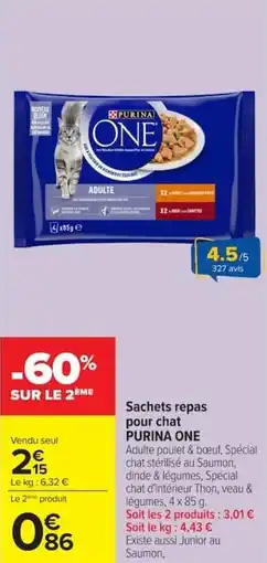 Carrefour Market Sachets repas pour chat purina one offre