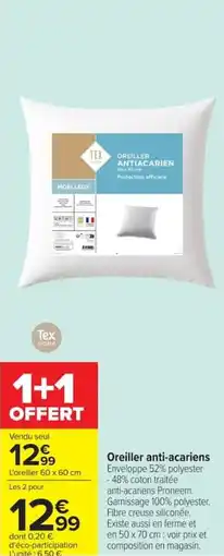 Carrefour Market Oreiller anti-acariens offre