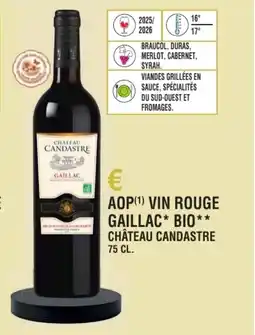 E.Leclerc Aop vin rouge gaillac bio château candastre offre