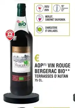 E.Leclerc Aop vin rouge bergerac bio terrasses d'autan offre