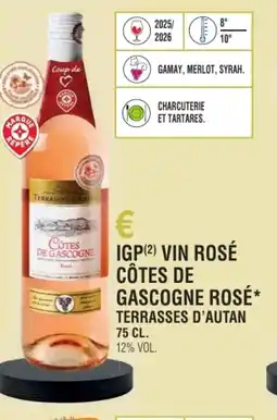 E.Leclerc Igp vin rosé côtes de gascogne rosé terrasses d'autan offre