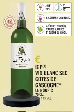 E.Leclerc Igp vin blanc sec côtes de gascogne le roupic offre