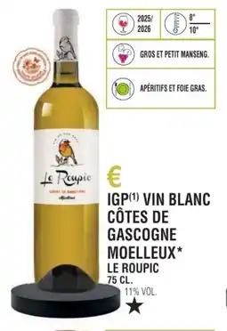 E.Leclerc Igp vin blanc côtes de gascogne moelleux le roupic offre