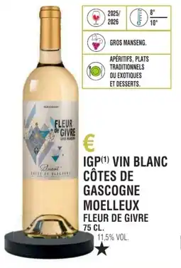 E.Leclerc Igp vin blanc côtes de gascogne moelleux fleur de givre offre