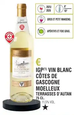 E.Leclerc Igp vin blanc côtes de gascogne moelleux terrasses d'autan offre