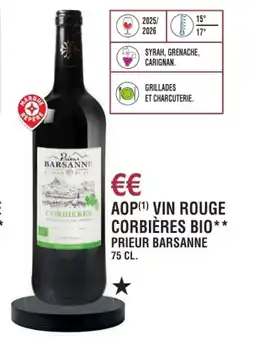 E.Leclerc Aop vin rouge corbières bio prieur barsanne offre