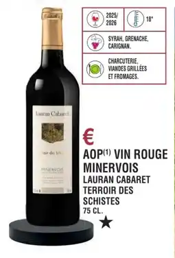 E.Leclerc Aop vin rouge minervois lauran cabaret terroir des schistes offre
