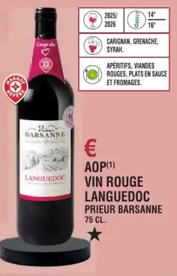 E.Leclerc Aop vin rouge languedoc prieur barsanne offre