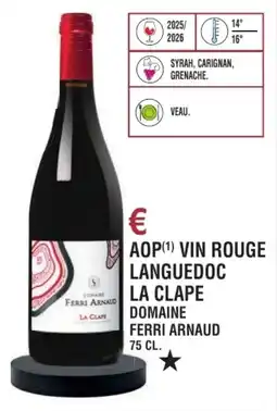 E.Leclerc Aop vin rouge languedoc la clape domaine ferri arnaud offre