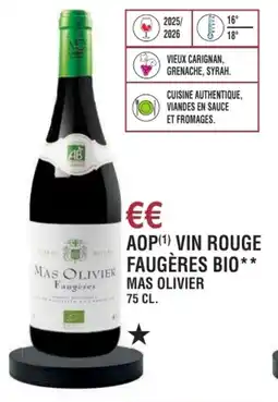 E.Leclerc Aop vin rouge faugères bio mas olivier offre